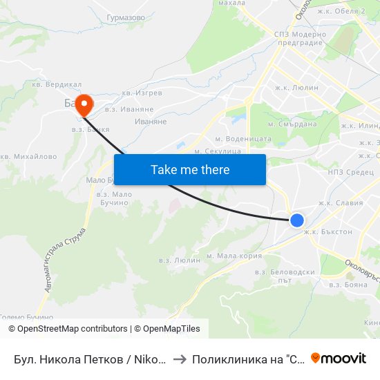 Бул. Никола Петков / Nikola Petkov Blvd. (0347) to Поликлиника на "СБР - НК" - Банкя map