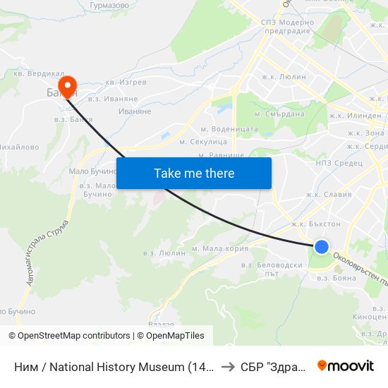 Ним / National History Museum (1464) to СБР "Здраве" map