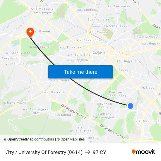 Лту / University Of Forestry (0614) to 97 СУ map