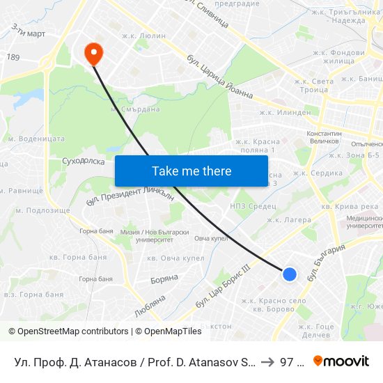 Ул. Проф. Д. Атанасов / Prof. D. Atanasov St. (2134) to 97 СУ map