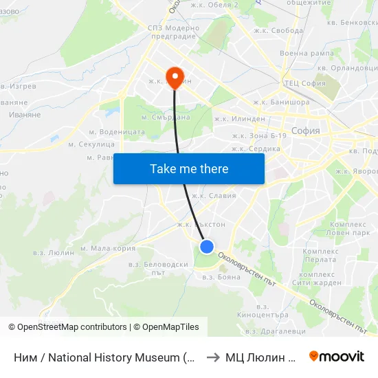 🎨 Ним / National History Museum (1464) to МЦ Люлин Мед map