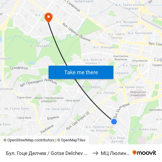 Бул. Гоце Делчев / Gotse Delchev Blvd. (0314) to МЦ Люлин Мед map