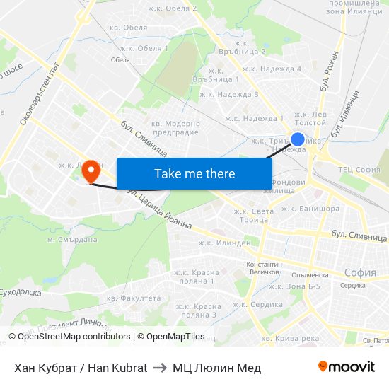 Хан Кубрат / Han Kubrat to МЦ Люлин Мед map
