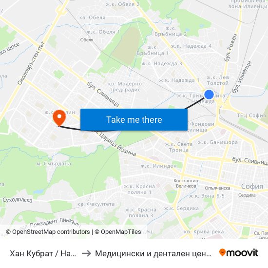 Хан Кубрат / Han Kubrat to Медицински и дентален център МЕДИВА map