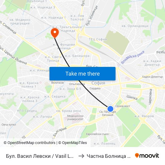 Бул. Васил Левски / Vasil Levski Blvd. (0300) to Частна Болница Йоан Павел map
