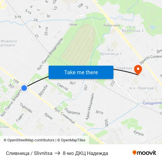 Сливница / Slivnitsa to 8-мо ДКЦ Надежда map