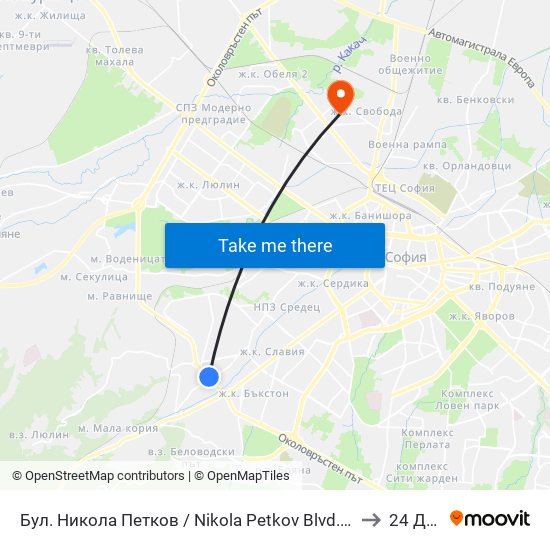 Бул. Никола Петков / Nikola Petkov Blvd. (0347) to 24 ДКЦ map