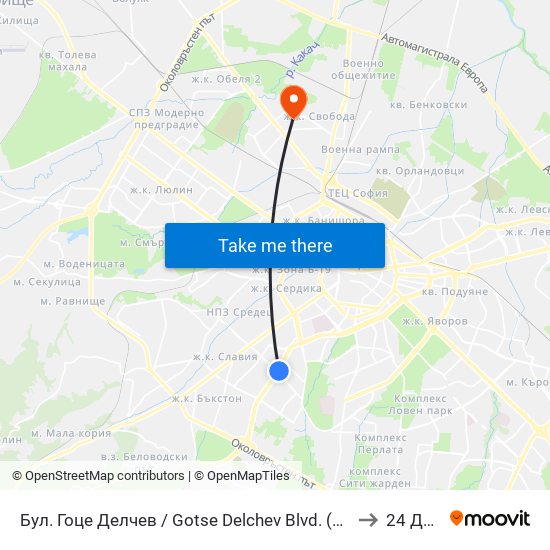 Бул. Гоце Делчев / Gotse Delchev Blvd. (0314) to 24 ДКЦ map