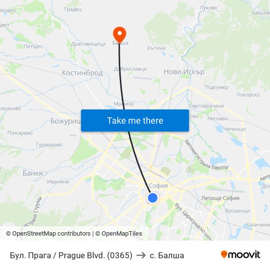 Бул. Прага / Prague Blvd. (0365) to с. Балша map