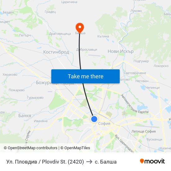 Ул. Пловдив / Plovdiv St. (2420) to с. Балша map