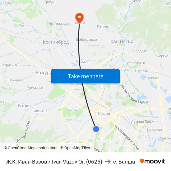 Ж.К. Иван Вазов / Ivan Vazov Qr. (0625) to с. Балша map