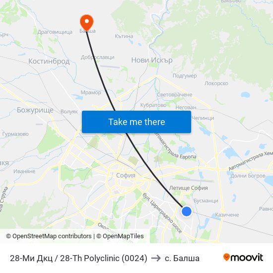 28-Ми Дкц / 28-Th Polyclinic (0024) to с. Балша map