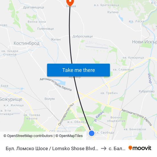Бул. Ломско Шосе / Lomsko Shose Blvd. (0334) to с. Балша map