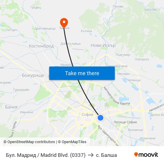 Бул. Мадрид / Madrid Blvd. (0337) to с. Балша map