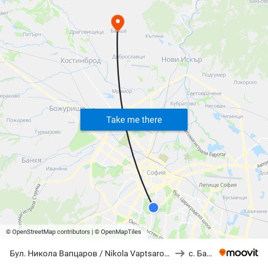 Бул. Никола Вапцаров / Nikola Vaptsarov Blvd. (0344) to с. Балша map