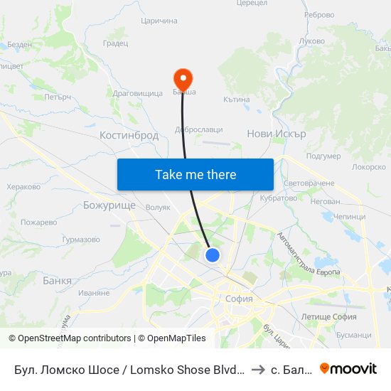 Бул. Ломско Шосе / Lomsko Shose Blvd. (0332) to с. Балша map