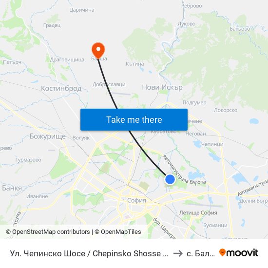 Ул. Чепинско Шосе / Chepinsko Shosse St. (0921) to с. Балша map