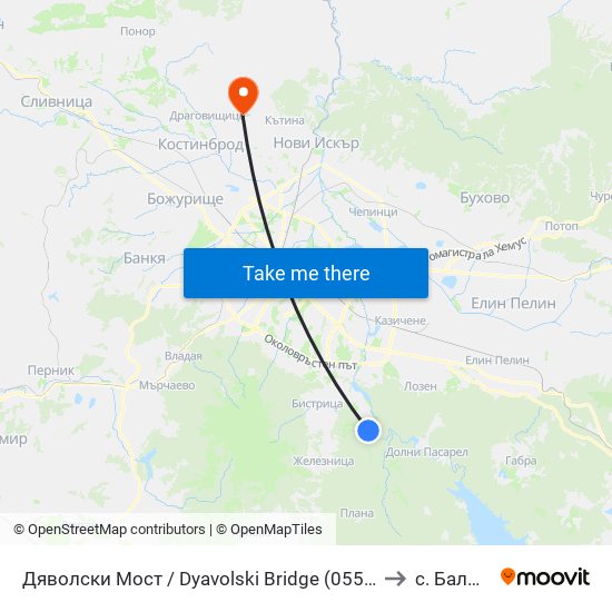 Дяволски Мост / Dyavolski Bridge (0557) to с. Балша map