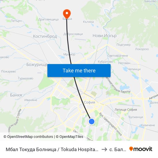 Мбал Токуда Болница / Tokuda Hospital (0206) to с. Балша map