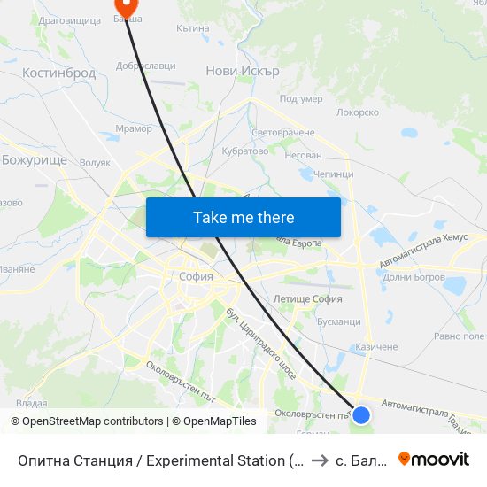 Опитна Станция / Experimental Station (1207) to с. Балша map