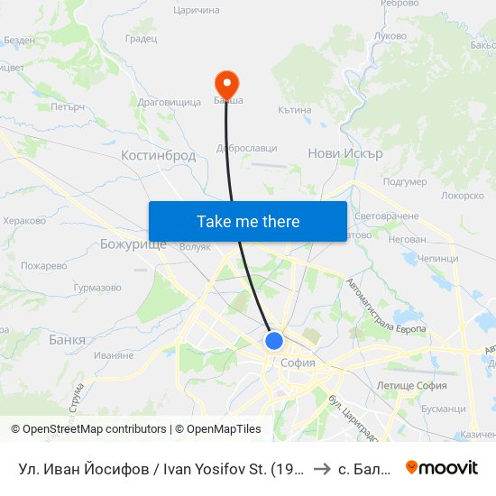 Ул. Иван Йосифов / Ivan Yosifov St. (1951) to с. Балша map