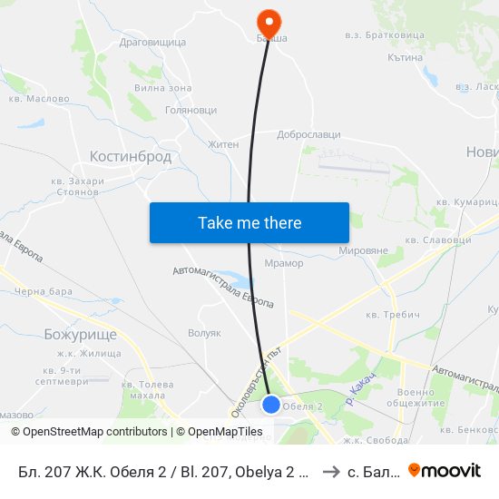 Бл. 207 Ж.К. Обеля 2 / Bl. 207, Obelya 2 Qr. (0162) to с. Балша map