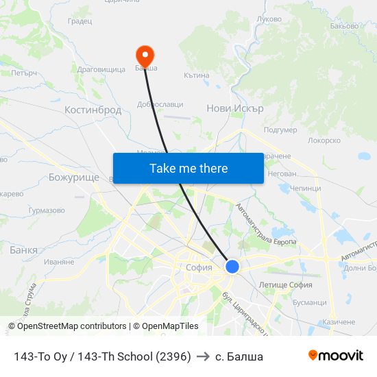 143-То Оу / 143-Th School (2396) to с. Балша map