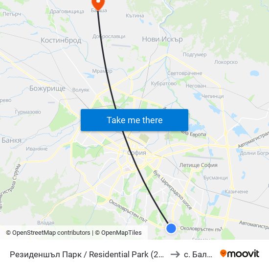 Резиденшъл Парк / Residential Park (2624) to с. Балша map