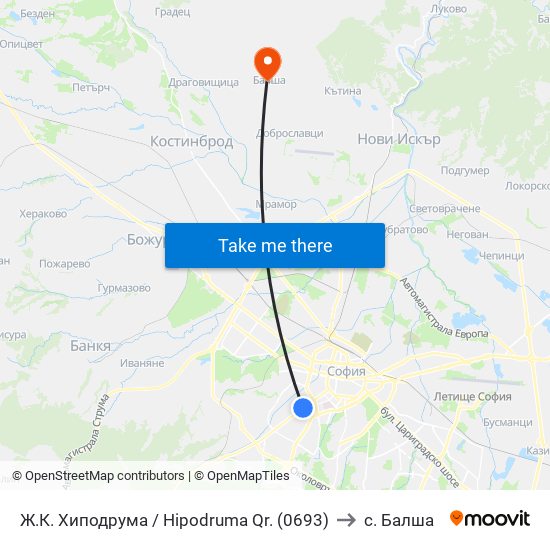 Ж.К. Хиподрума / Hipodruma Qr. (0693) to с. Балша map