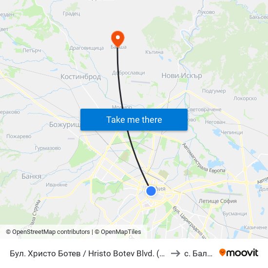 Бул. Христо Ботев / Hristo Botev Blvd. (6405) to с. Балша map