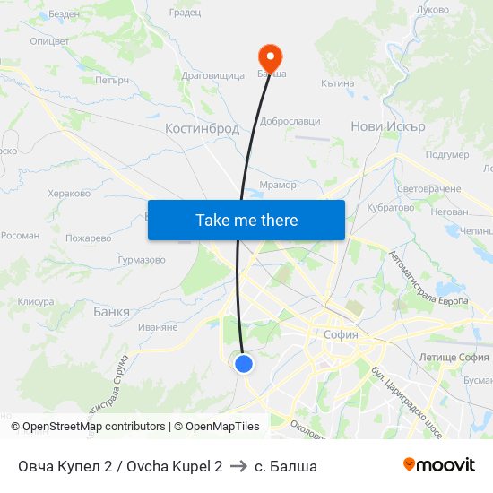 Овча Купел 2 / Ovcha Kupel 2 to с. Балша map