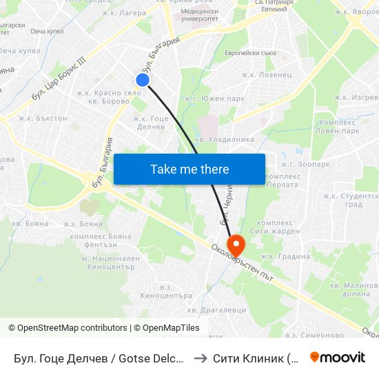 Бул. Гоце Делчев / Gotse Delchev Blvd. (0313) to Сити Клиник (Siti Klinik) map