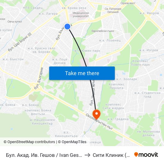 Бул. Акад. Ив. Гешов / Ivan Geshov Blvd. (0275) to Сити Клиник (Siti Klinik) map