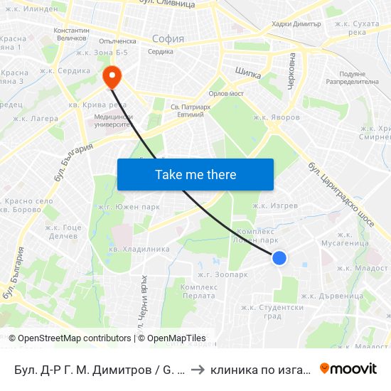 Бул. Д-Р Г. М. Димитров / G. M. Dimitrov Blvd. (0316) to клиника по изгаряния пирогов map