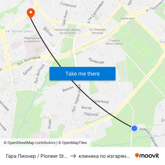 Гара Пионер / Pioneer Station (0465) to клиника по изгаряния пирогов map