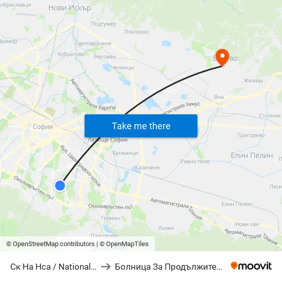 Ск На Нса / National Sports Academy (1609) to Болница За Продължително Лечение И Рехабилитация map