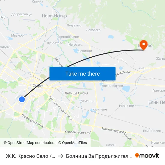 Ⓜ️ Ж.К. Красно Село / Krasno Selo Qr. (0638) to Болница За Продължително Лечение И Рехабилитация map