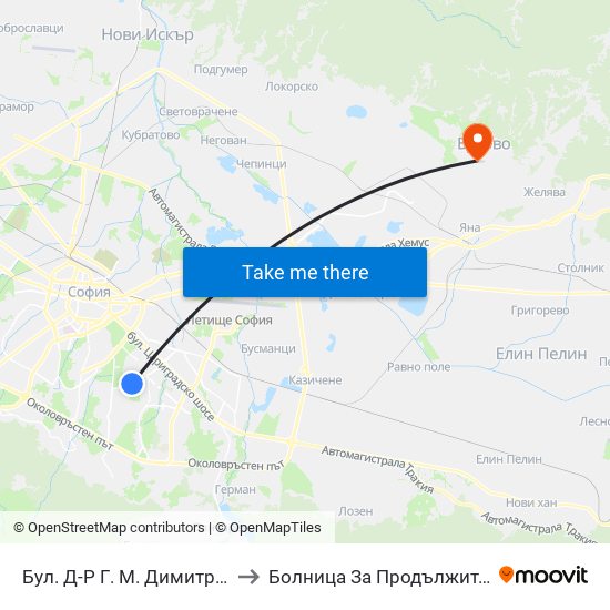 Бул. Д-Р Г. М. Димитров / G. M. Dimitrov Blvd. (0316) to Болница За Продължително Лечение И Рехабилитация map