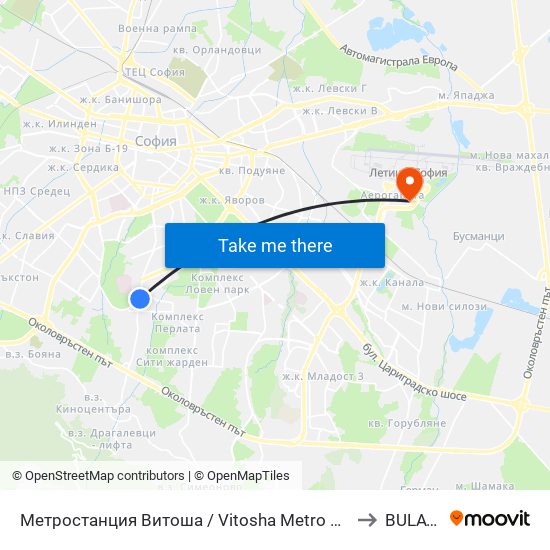 Метростанция Витоша / Vitosha Metro Station (2654) to BULATSA map