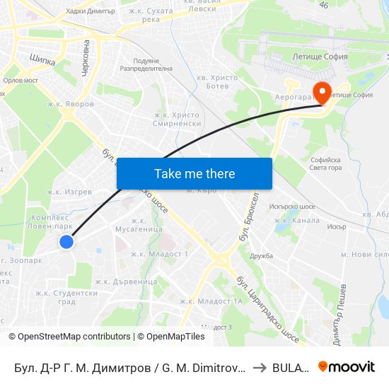 Бул. Д-Р Г. М. Димитров / G. M. Dimitrov Blvd. (0317) to BULATSA map