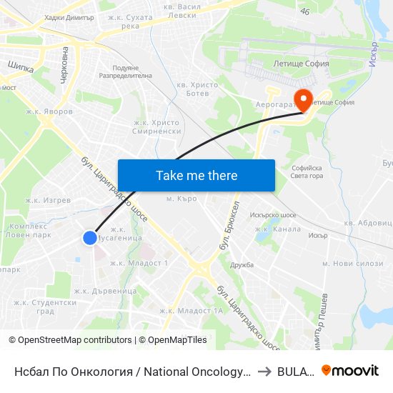 Нсбал По Онкология / National Oncology Hospital (0764) to BULATSA map