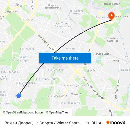 Зимен Дворец На Спорта / Winter Sports Palace (0742) to BULATSA map