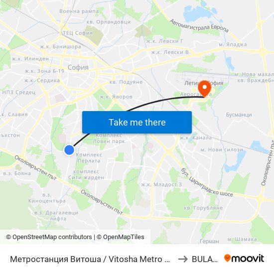 Метростанция Витоша / Vitosha Metro Station (2756) to BULATSA map