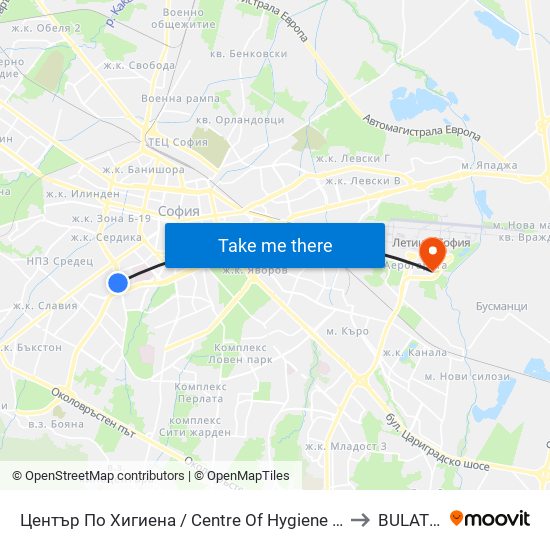 Център По Хигиена / Centre Of Hygiene (2343) to BULATSA map