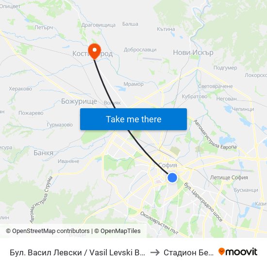 Бул. Васил Левски / Vasil Levski Blvd. (0299) to Стадион Белица map
