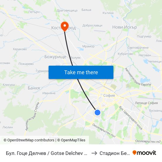 Бул. Гоце Делчев / Gotse Delchev Blvd. (0314) to Стадион Белица map