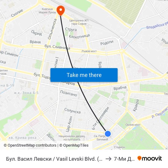 Бул. Васил Левски / Vasil Levski Blvd. (0300) to 7-Ми Дкц map