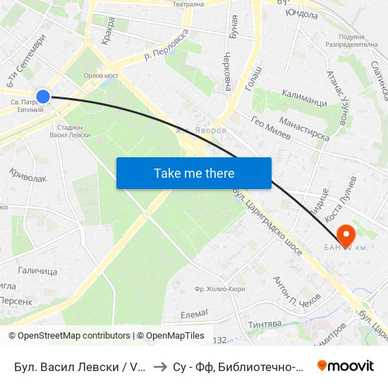 Бул. Васил Левски / Vasil Levski Blvd. (0300) to Су - Фф, Библиотечно-Информационни Науки map