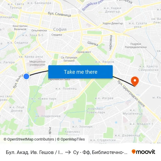 Ⓜ️ Бул. Акад. Ив. Гешов / Ivan Geshov Blvd. (0270) to Су - Фф, Библиотечно-Информационни Науки map