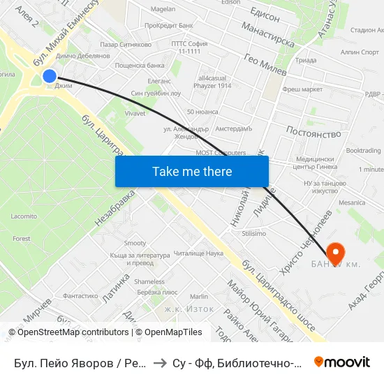 Бул. Пейо Яворов / Peyo Yavorov Blvd. (0073) to Су - Фф, Библиотечно-Информационни Науки map